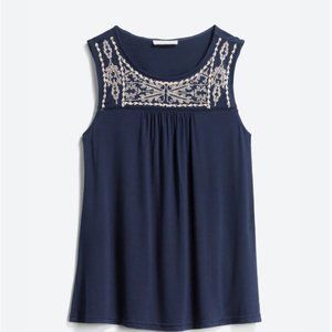 Blue Embroidered Tank | Size Large
